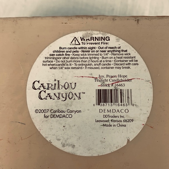 2007 Caribou Canyon Tea Light Candle Holder Joy Peace Hope Christmas Centerpiece - Picture 9 of 15